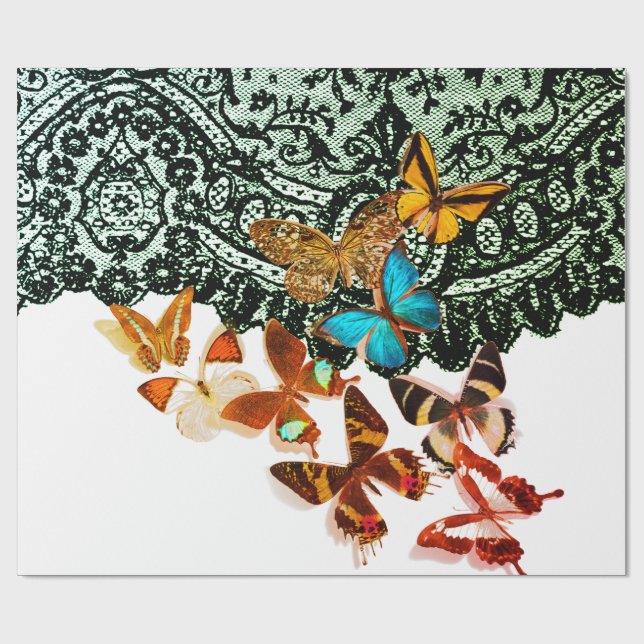 SCHWARZE FLÄCHENMUSTER MIT SCHALTFLÄCHEN GESCHENKPAPIER (Flach)