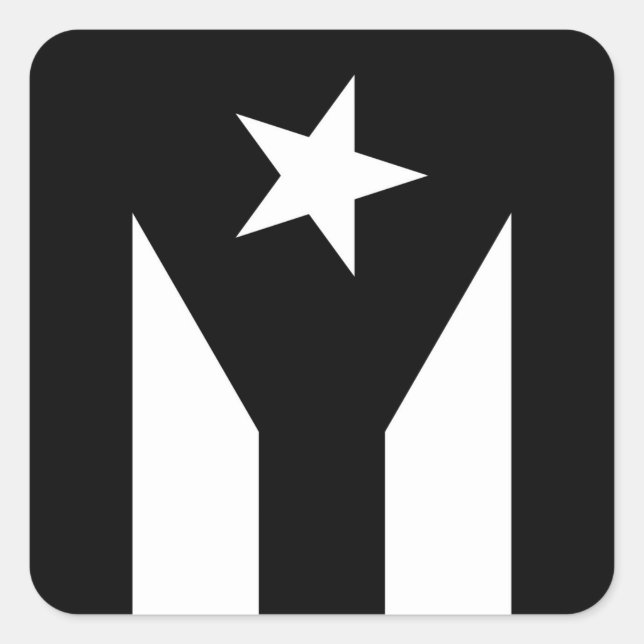 Schwarze Flagge Puerto Rico Square Sticker (Vorderseite)