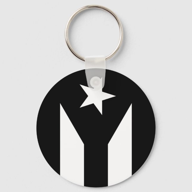 Schwarze Flagge von Puerto Rico Schlüsselanhänger (Vorderseite)