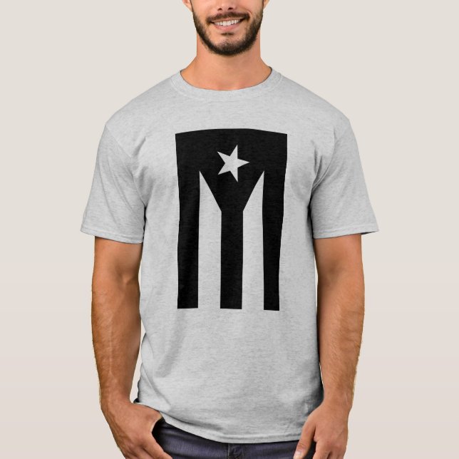 Schwarze Flagge von Puerto Rico T-Shirt (Vorderseite)