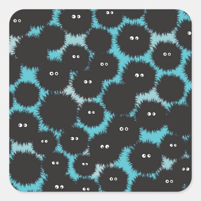Schwarze Flaute-Monster Quadratischer Aufkleber (Vorderseite)