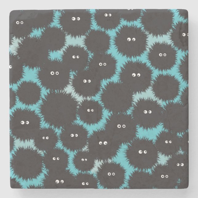 Schwarze Flaute-Monster Steinuntersetzer (Vorderseite)