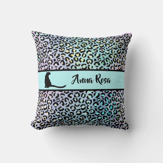 *~* Schwarze Flecken - Leopard-Regenbogen-Tiermust Kissen (Vorderseite)