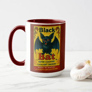 Schwarze Fledermaus-Feuerwerk-Vintage-Tasse Tasse