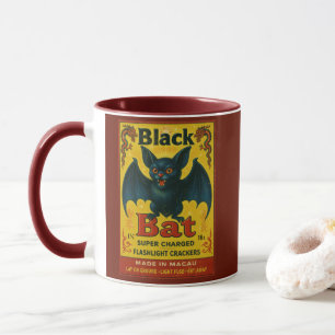 Schwarze Fledermaus-Feuerwerk-Vintage-Tasse Tasse