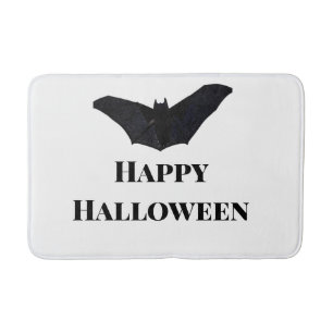 Schwarze Fledermaus frohes Halloween Namenstext He Badematte