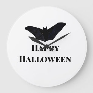 Schwarze Fledermaus frohes Halloween Namenstext He Große Wanduhr