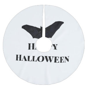 Schwarze Fledermaus frohes Halloween Namenstext He Polyester Weihnachtsbaumdecke