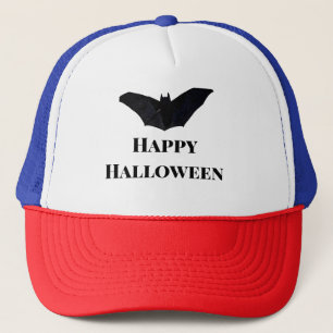 Schwarze Fledermaus frohes Halloween Namenstext He Truckerkappe