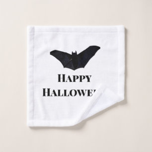 Schwarze Fledermaus frohes Halloween Namenstext He Waschlappen