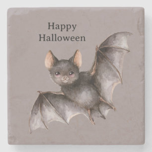 Schwarze Fledermaus Halloween Steinuntersetzer