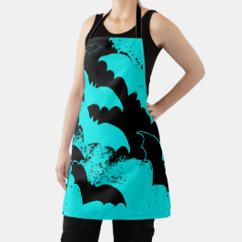 Schwarze Fledermäuse Aquamarin Schürze