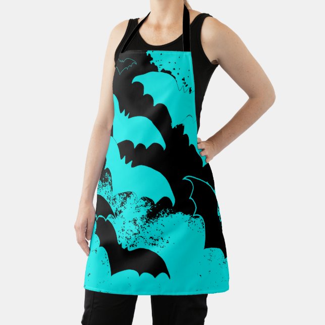 Schwarze Fledermäuse Aquamarin Schürze (InSitu)