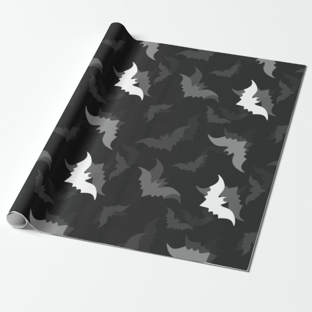 Schwarze Fledermäuse Geschenkpapier (Ungerollt)