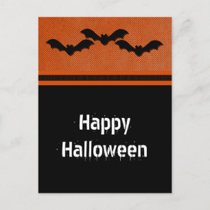 Schwarze Fledermäuse Halloween Postkarte, Orange Postkarte