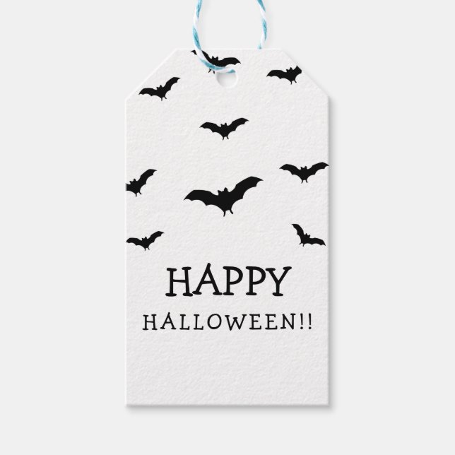 Schwarze Fledermäuse und Niedliches Halloween-Part Geschenkanhänger (Vorderseite)