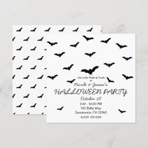 Schwarze Fledermäuse und weißes Niedliches Hallowe Einladung