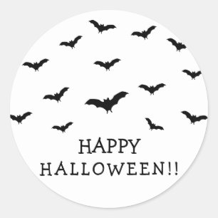Schwarze Fledermäuse & Weißer Süßer Halloween-Part Runder Aufkleber