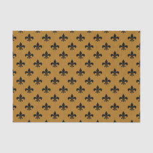 Schwarze Fleur-de-lis auf mattem Gold Seidenpapier