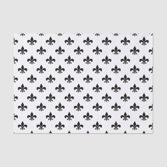 Schwarze Fleur-de-lis auf Weiß Seidenpapier (Vorderseite)