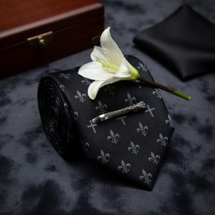 Schwarze Fleur-de-lis-Beerdigung Krawatte