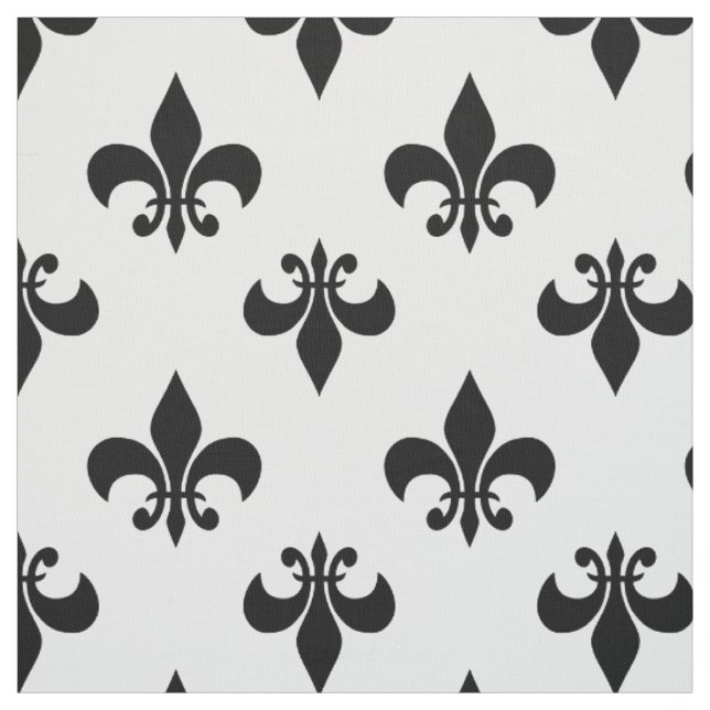 schwarze Fleur de Lis Stoff (Muster)