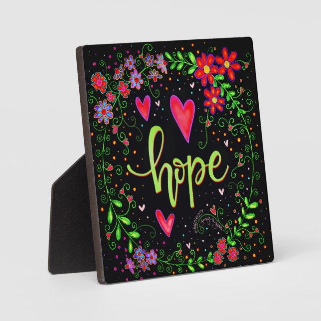 Schwarze Floral Inspiration Hope Fotoplatte (Vorderseite)