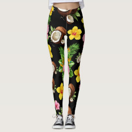 Schwarze Floral Leggings