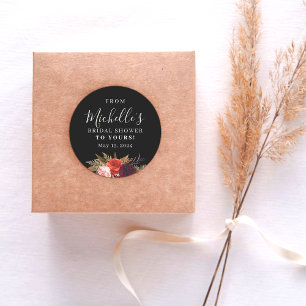 Schwarze florale Brautparty Runder Aufkleber