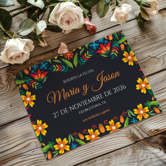 Schwarze Florale Farbige Botanische Spanische Hoch Save The Date