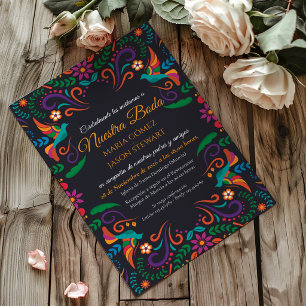 Schwarze Florale Fiesta Farbige Boda Spanische Hoc Einladung