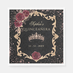 Schwarze Florale Rot-Roségold-Tiara Foto Quinceane Serviette