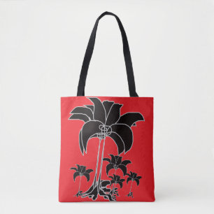 Schwarze Florale Rote  Tasche