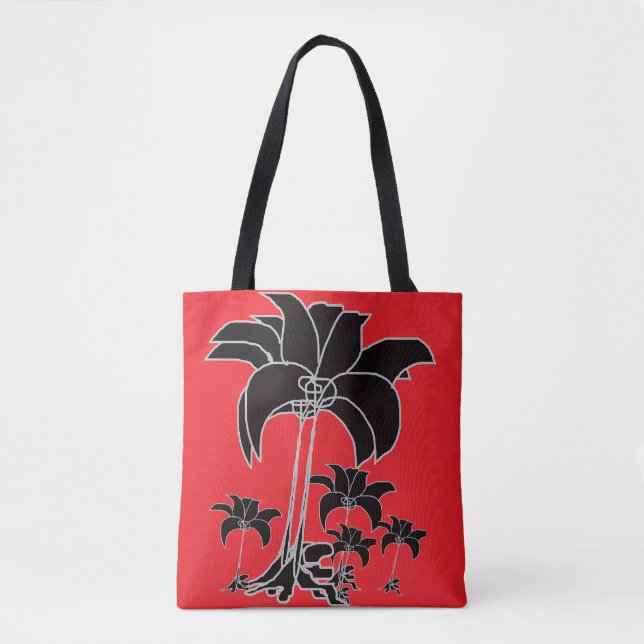 Schwarze Florale Rote  Tasche (Vorderseite)