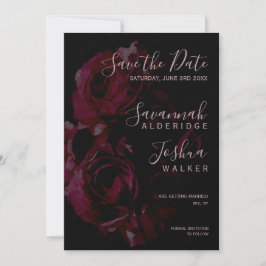 Schwarze florale Wasserfarbe Hochzeit Sichern Sie  Einladung