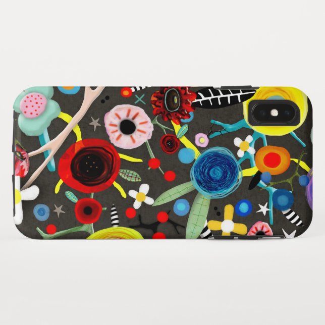 Schwarze Florenwiese Case-Mate iPhone Hülle (Rückseite (Horizontal))
