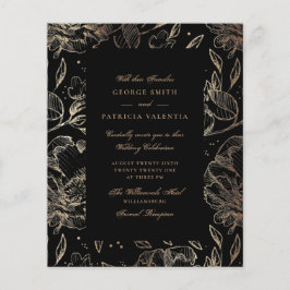 Schwarze Foil Blume Hand Drawn Elegant Flyer