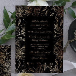 Schwarze Foil Blume Hand Drawn Elegant Flyer