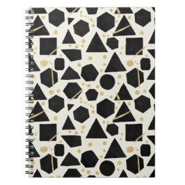 Schwarze Formen und goldenes Konfetti-Muster Notizblock