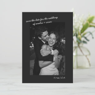Schwarze Foto-Minimalist-Hochzeit Dunkle Schrift M Save The Date