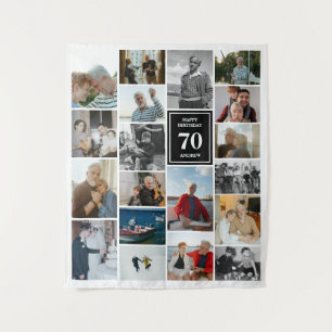 Schwarze Fotocollage Alles Gute zum Geburtstag Nam Wandteppich