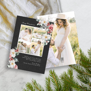 Schwarze Fotocollage Elegante Weihnachts-Feiertags Feiertagskarte