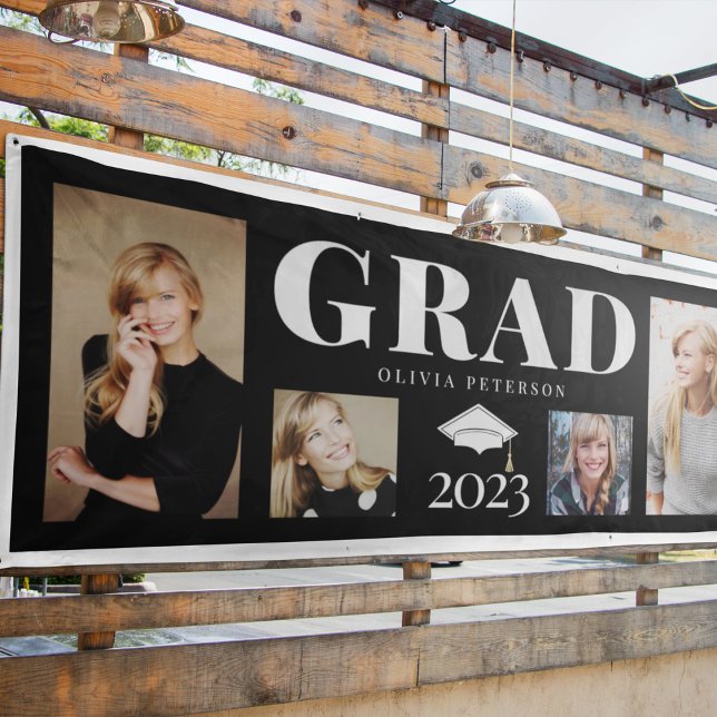 Schwarze FotoCollage Graduate Class of 2023 Banner (Von Creator hochgeladen)