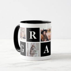 Schwarze FotoCollage Tasse für Großeltern