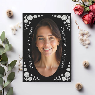 Schwarze Fotodiamanten Geburtstag Einladung
