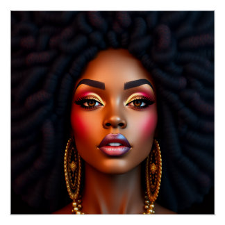 schwarze Frau afrikanisches Melanin Schwester brau Poster