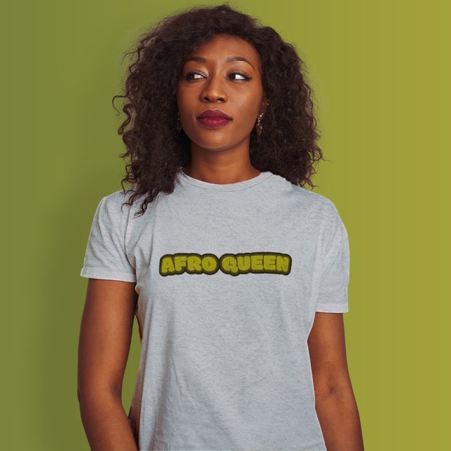 Schwarze Frau - Afro Queen, Grauer T - Shirt (Afro Queen Text T shirt)