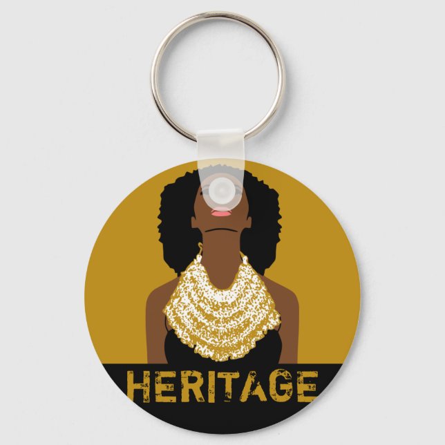 Schwarze Frau Afro Stammes Nekklace AFRICAN Erbe Schlüsselanhänger (Vorderseite)