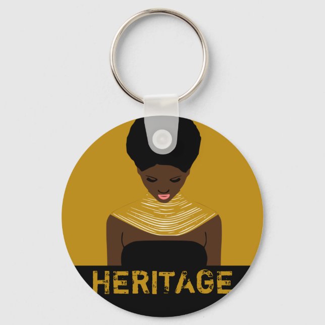 Schwarze Frau Afro Stammes Nekklace AFRICAN Erbe Schlüsselanhänger (Vorderseite)