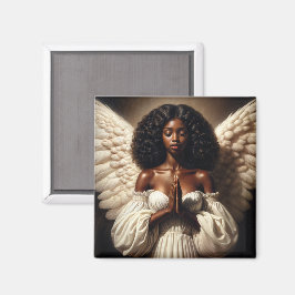 Schwarze Frau Angel Praying Magnet